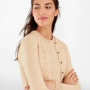 Brooks Brothers Tan Linen Blend Chevron Cardigan in Sahara M